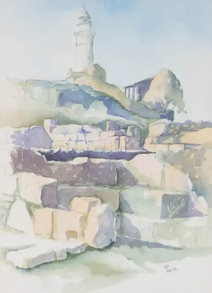 T.I.D   Signed 1984 Watercolour Rocky Landscape photo furniture