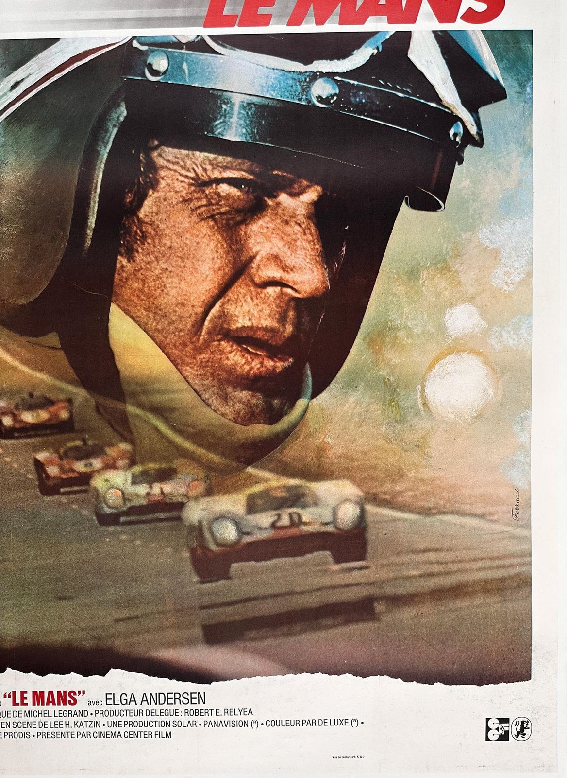 Le Mans  R1971 French Grande Film Movie Poster, Rene Ferracci photo Art