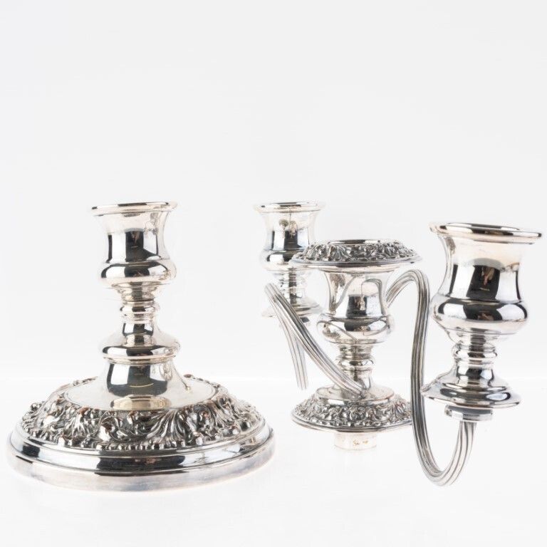 Mid Century Silver Plated Georgian Style Three Arm Candelabra photo furniture