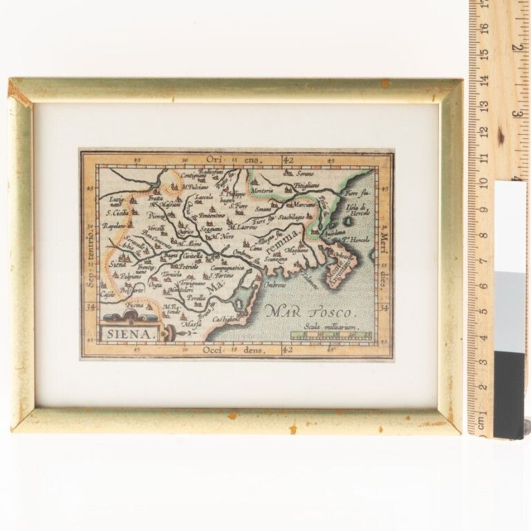 Antique Miniature 17th Century Copper Plate Provincial Map Of Siena photo for sale