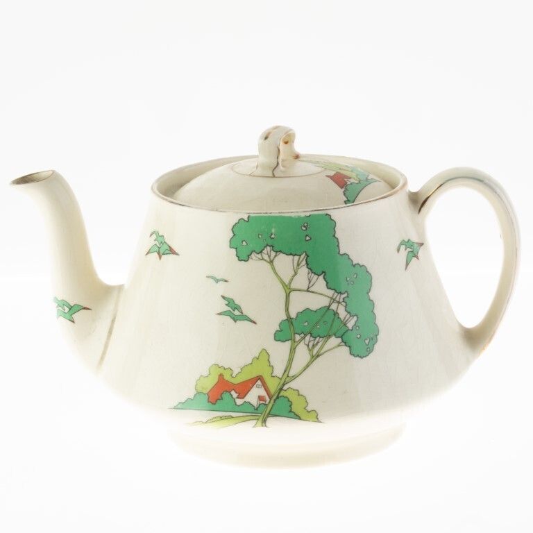 Antique Art Deco Ceramic Pottery Teapot