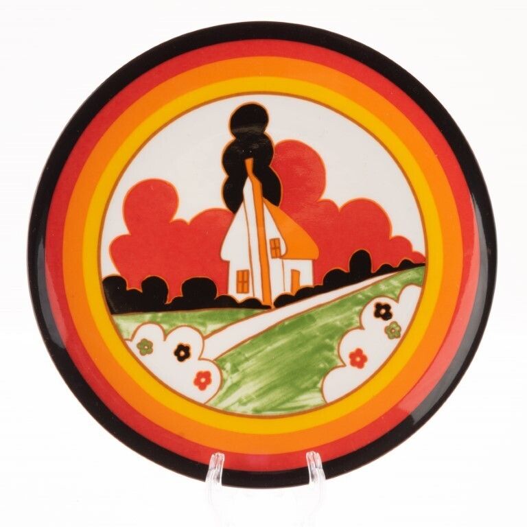 Limited Edition Clarice Cliff Bizarre Series “Farmhouse” Porcelain Plate By Wedgwood
