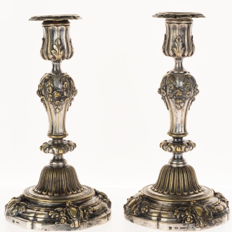 Rare Antique French Pair Of Christofle Silver Plated Georgian Style Candelabras
