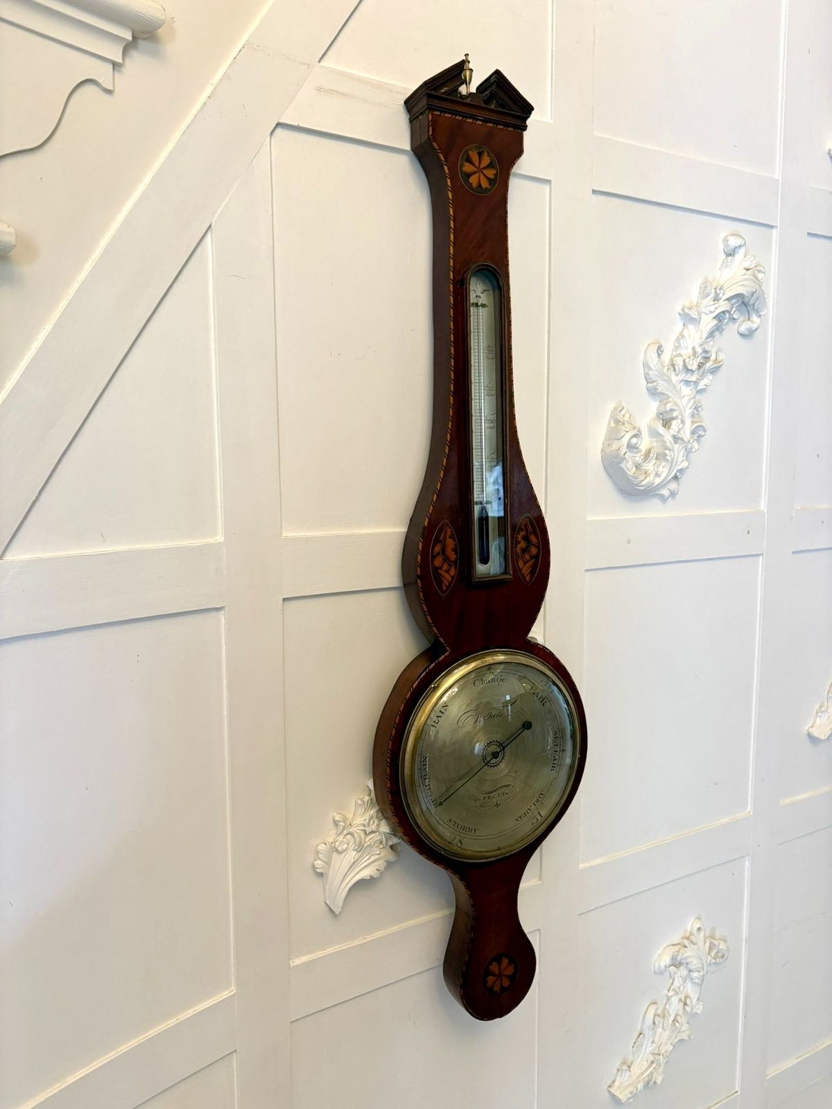 Antique Quality Mahogany Shell Inlaid Banjo Barometer photo furniture