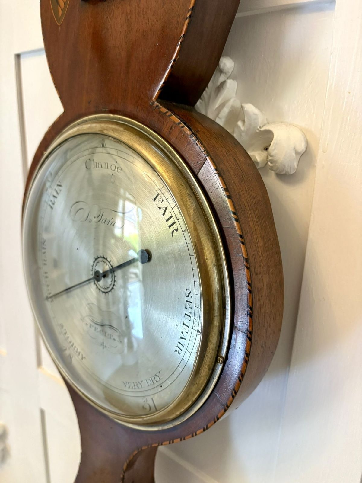 Antique Quality Mahogany Shell Inlaid Banjo Barometer photo Home Decor