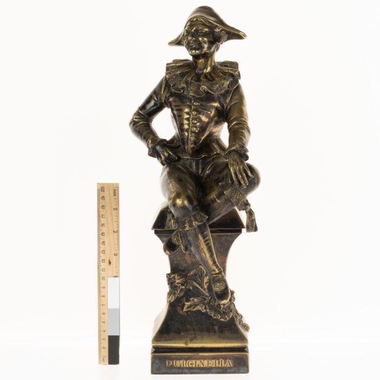 Antique Italian Harlequin Commedia Dell’arte Brass Sculpture 19th Century photo Art