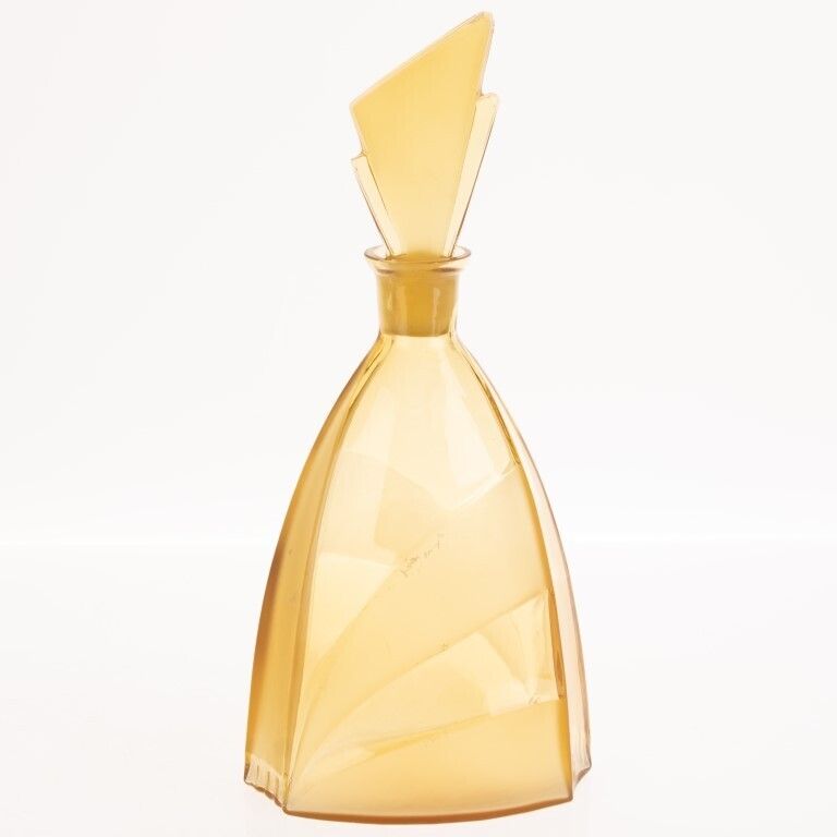Art Deco Amber Glass Perfume Scent Bottle