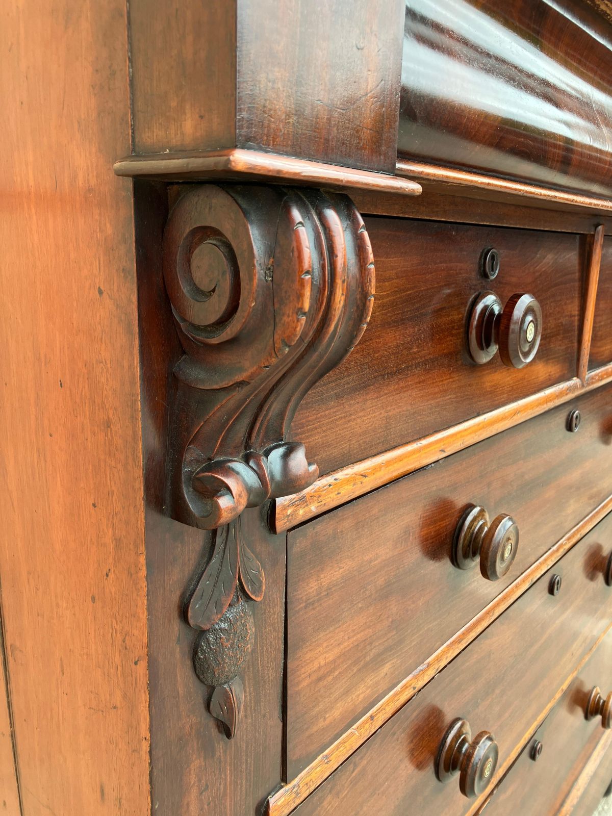 Large Antique Victorian Solid Mahogany Chest Of Drawers photo Furniture