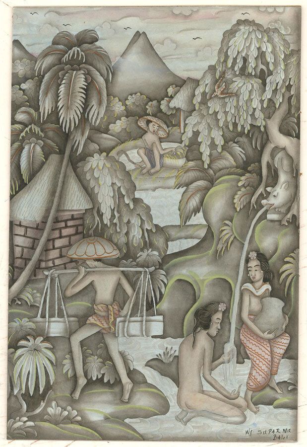 W.J.   20th Century Gouache, Supar Ma, Bali photo furniture