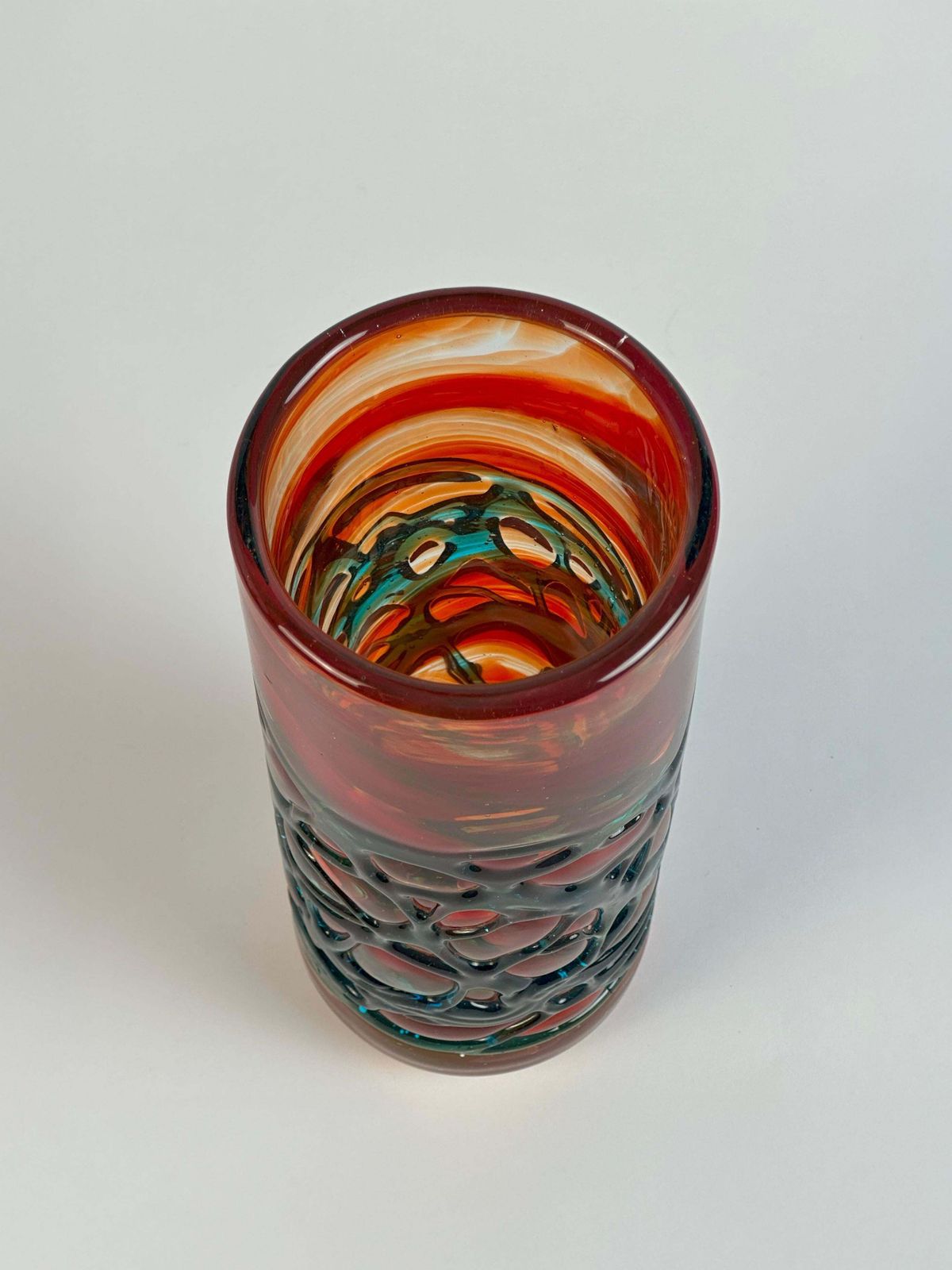 photo furniture Orange And Green Art Glass Vase By Mdina, 1980s Malta