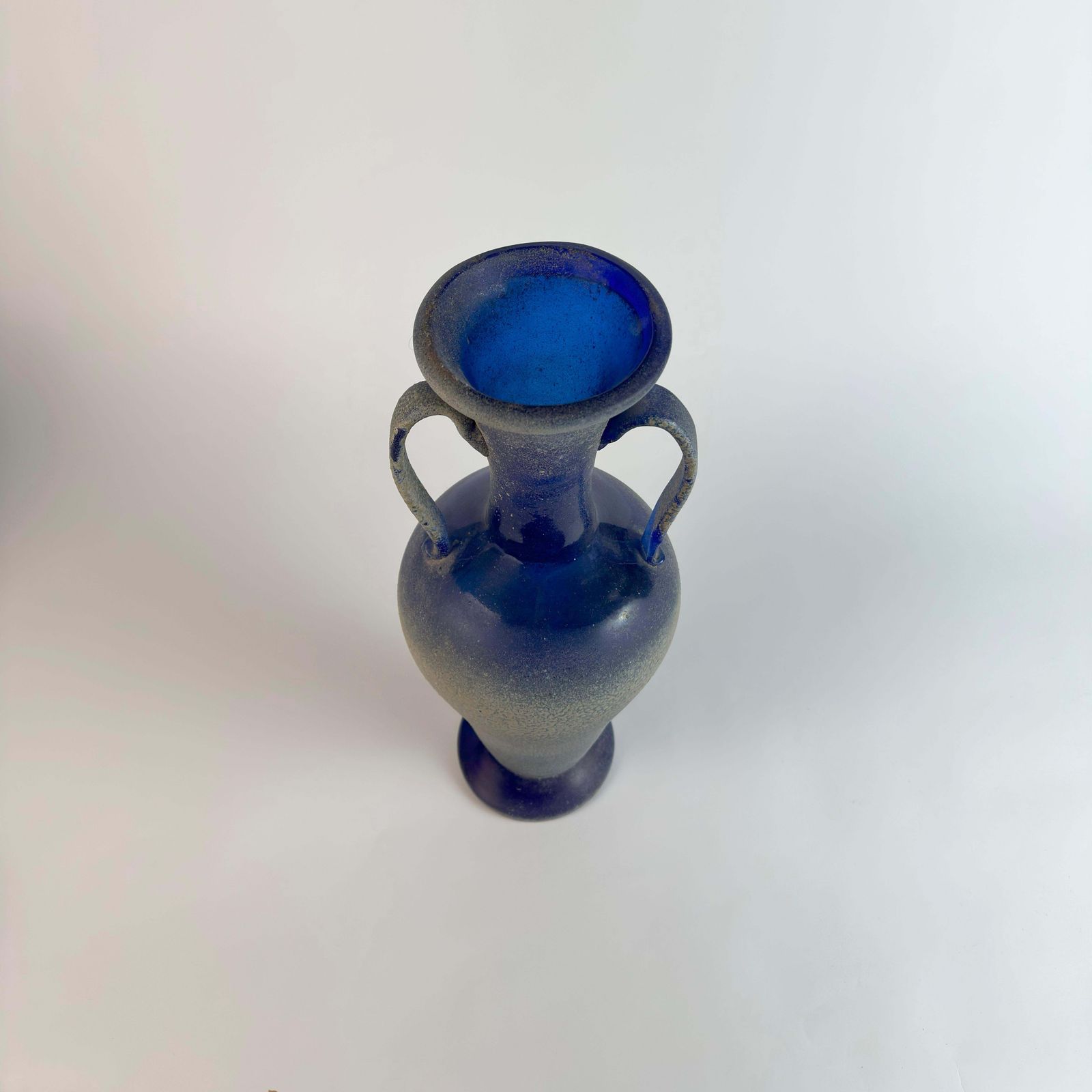 Murano Cobalt Blue Scavo Glass Amphora Vase By Seguso, Italy 1970s photo 550.0