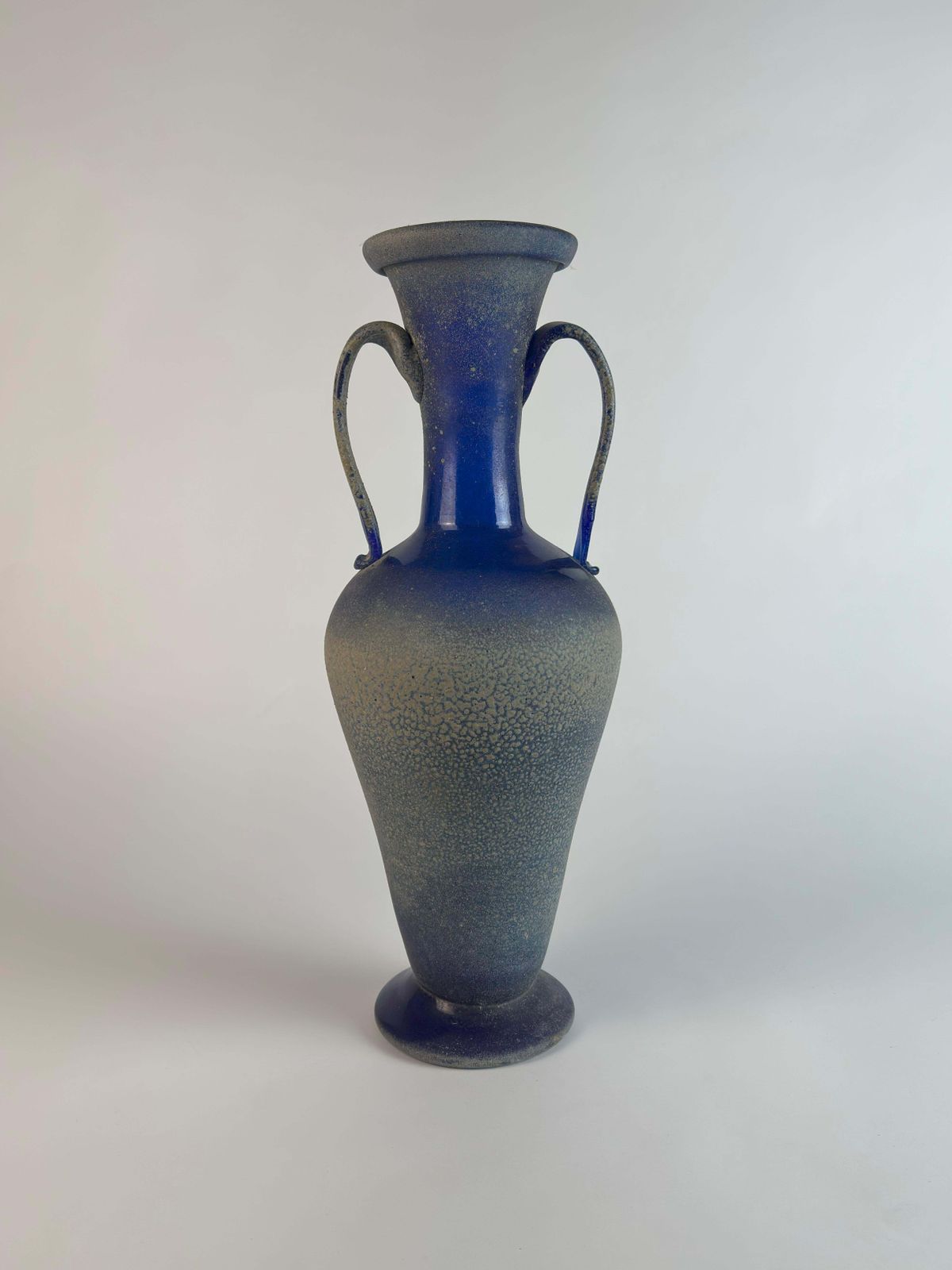 Murano Cobalt Blue Scavo Glass Amphora Vase By Seguso, Italy 1970s photo buy