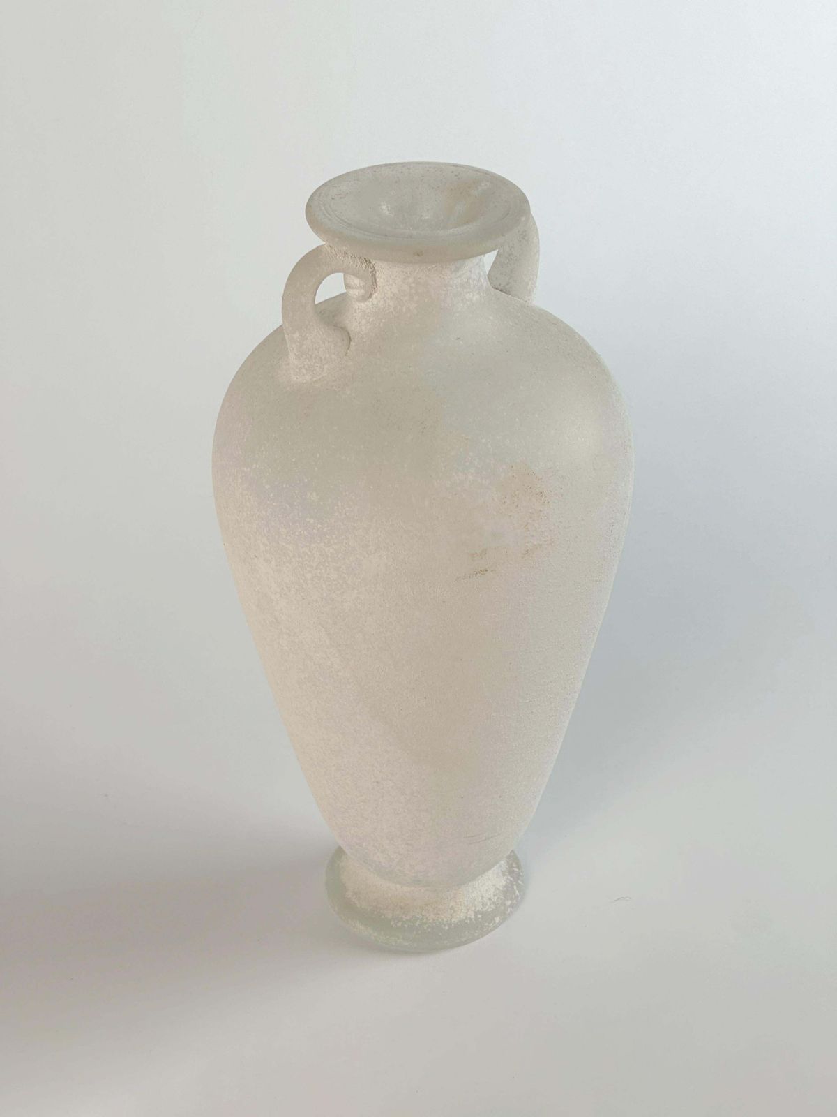 White Scavo Glass Amphora Vase Seguso C. 1980s Italy Attributed To Karl Springer photo vintage