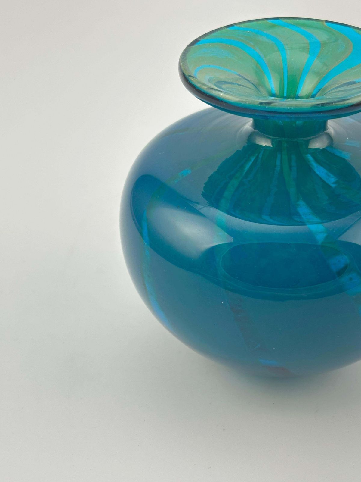 Mdina Glass Azure Blue And Turquoise ‘Ming’ Bottle Vase, Malta, 1970s photo furniture