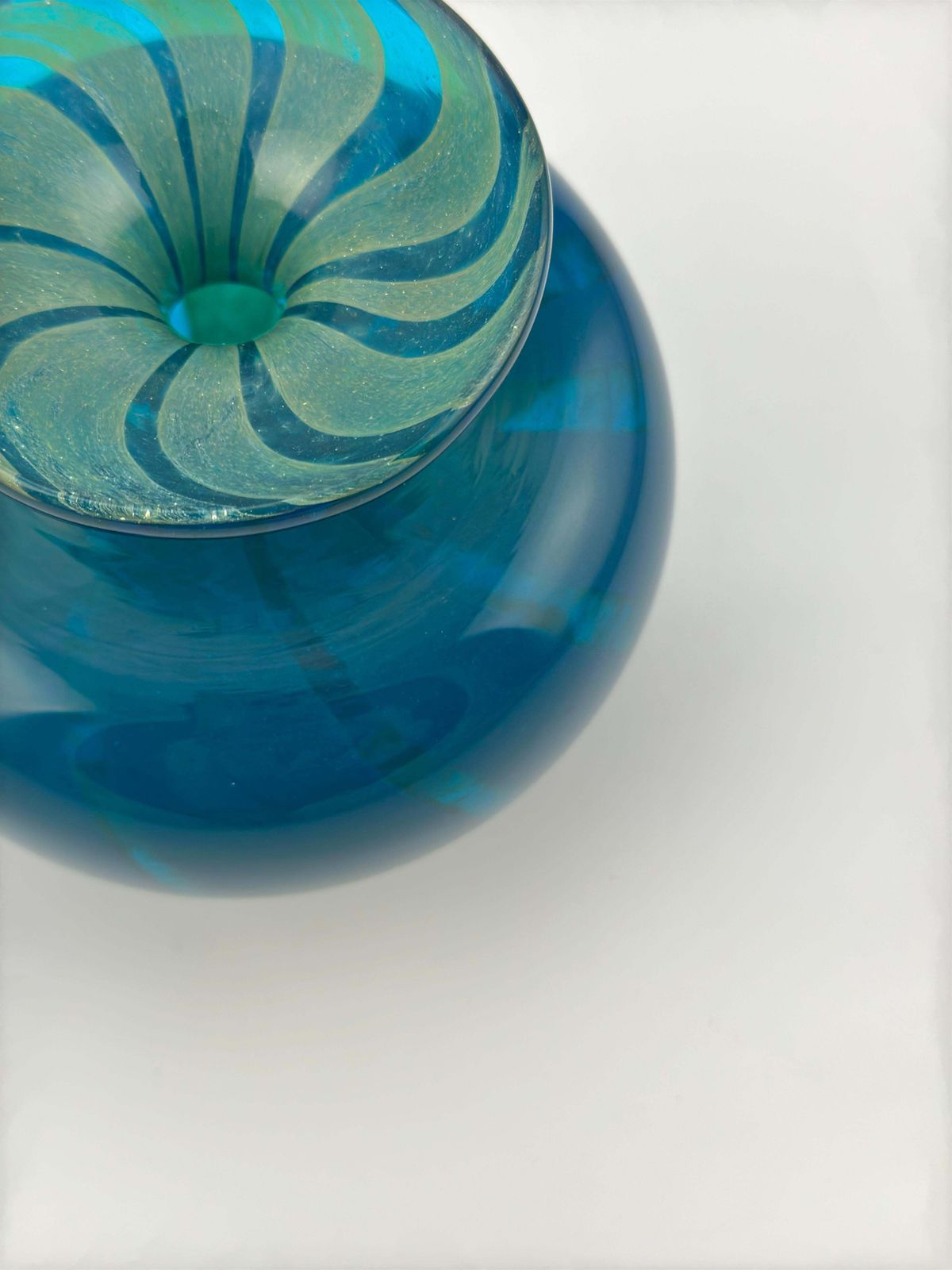 Mdina Glass Azure Blue And Turquoise ‘Ming’ Bottle Vase, Malta, 1970s photo Home Decor