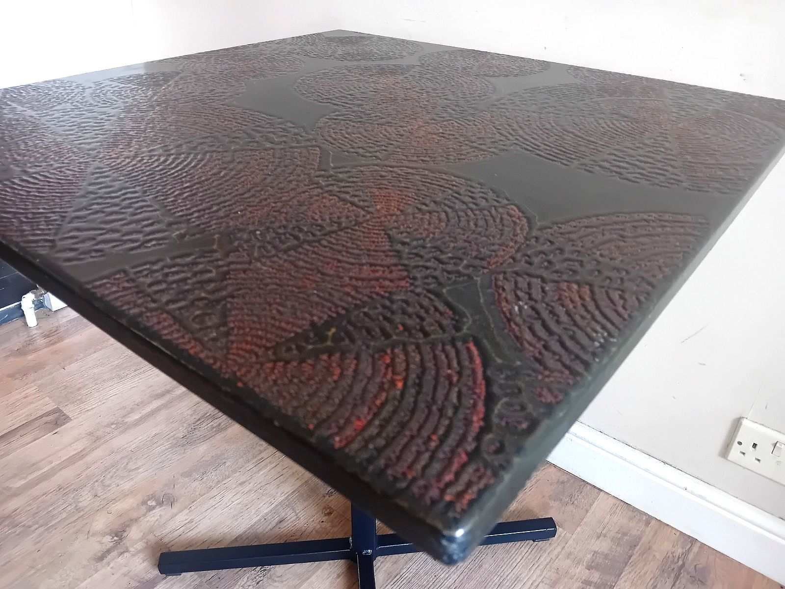 1970's  Brutalist Art Embosseddesign Mid Century  Dining /Kitchen Table photo furniture