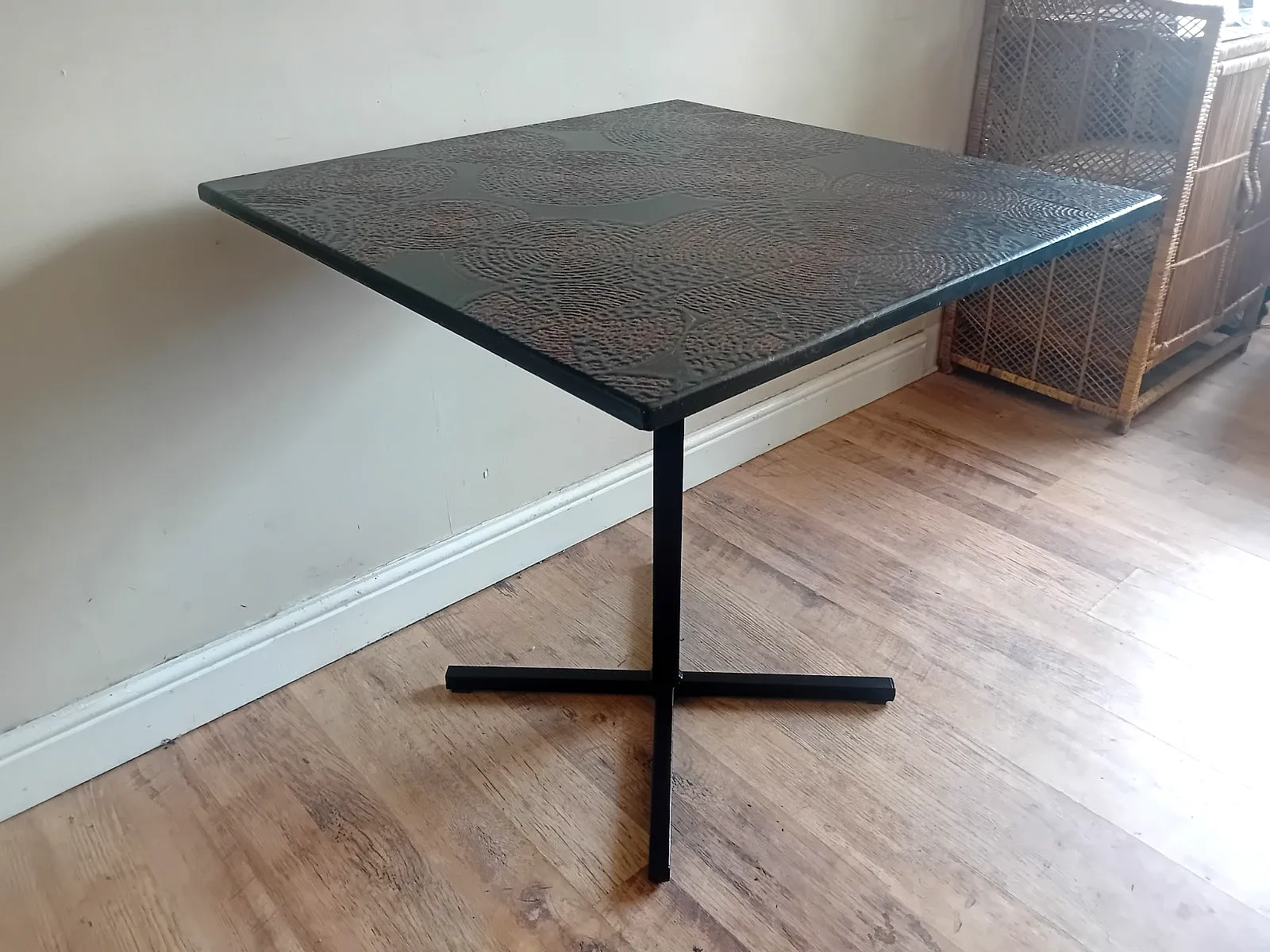 photo furniture 1970's  Brutalist Art Embosseddesign Mid Century  Dining /Kitchen Table