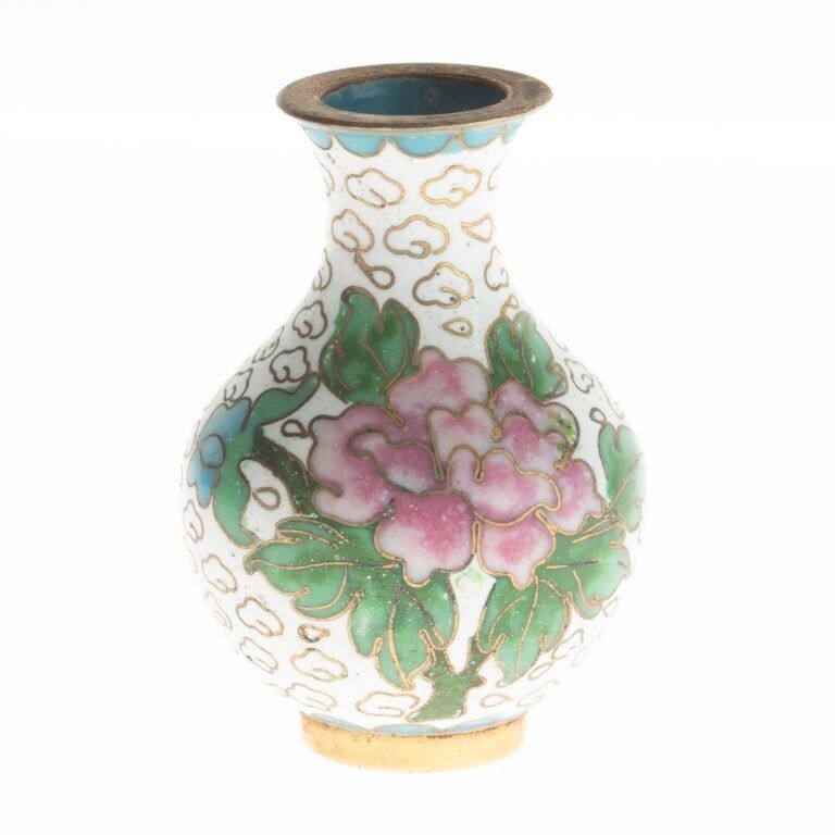 Small Chinese Cloisonne Enamel Bronze Blossom Vase
