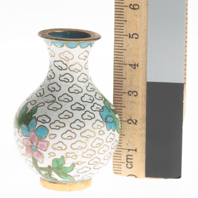 Small Chinese Cloisonne Enamel Bronze Blossom Vase photo for sale