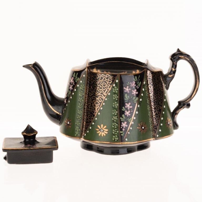 Antique Victorian Chinese Inspired Hand Painted Lacquer Teapot 19th Century photo furniture