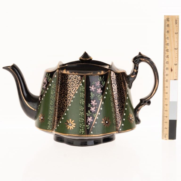 Antique Victorian Chinese Inspired Hand Painted Lacquer Teapot 19th Century photo Home Decor