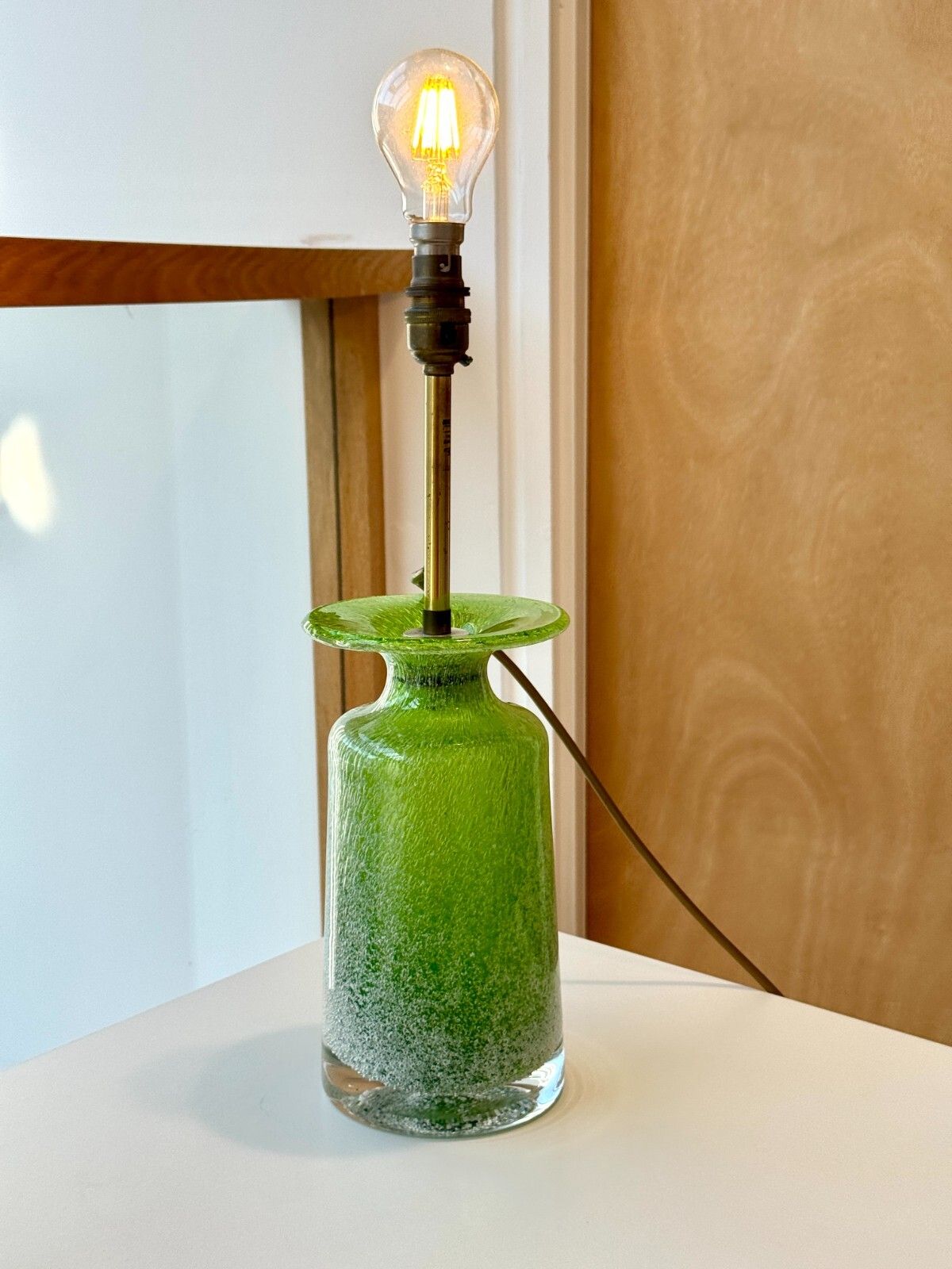 Rare Mcm Cased Glass Bubble Vase Heinrich Löffelhardt Schott Zwiesel Table Lamp photo for sale