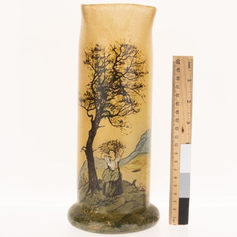 Antique Legras Enamelled Cameo Glass Vase Early 20th Century Daum Style photo for sale