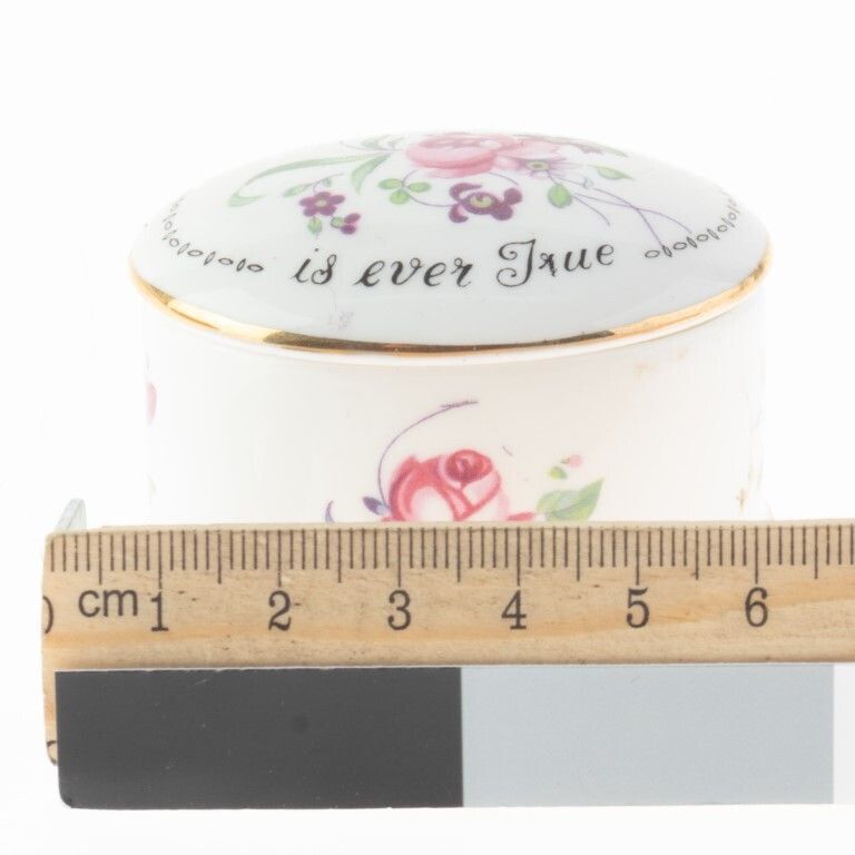 Staffordshire English Porcelain Ceramic Floral Pillbox photo for sale