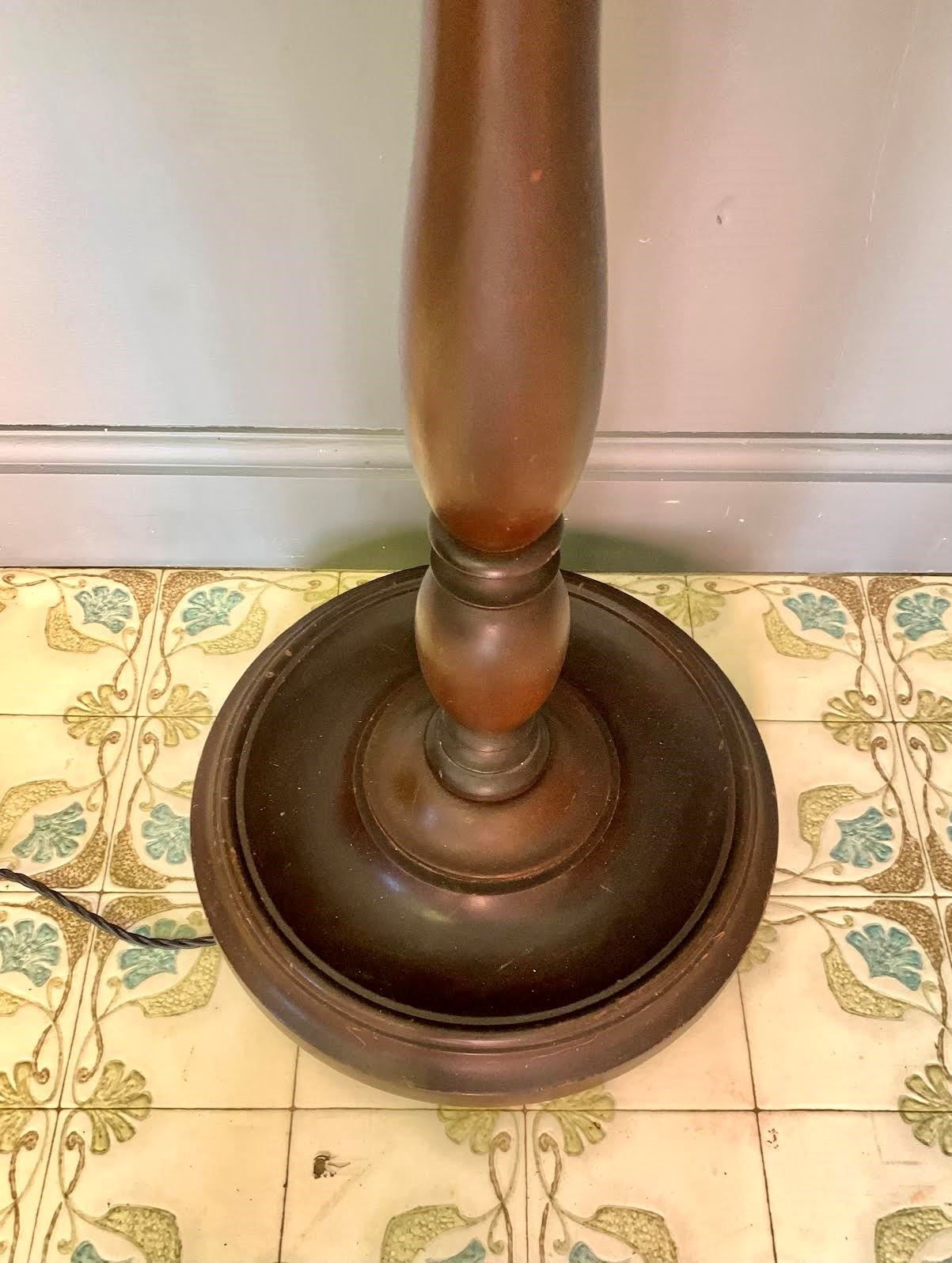 Tall Wooden Standard / Floor Lamp In Dark Finish photo Lighting