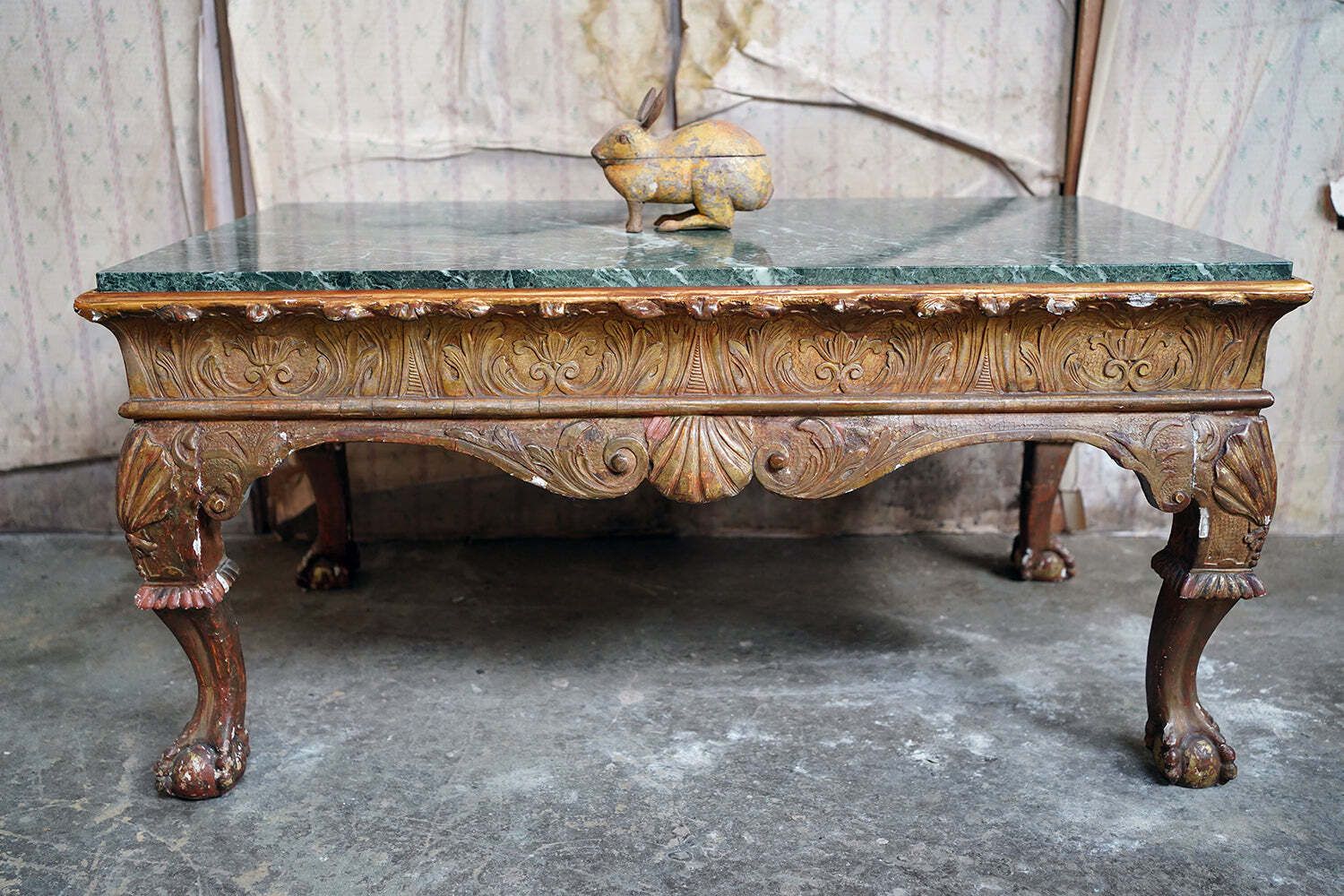 A George II Marble Topped Giltwood & Gesso Low Table C.1740 photo furniture