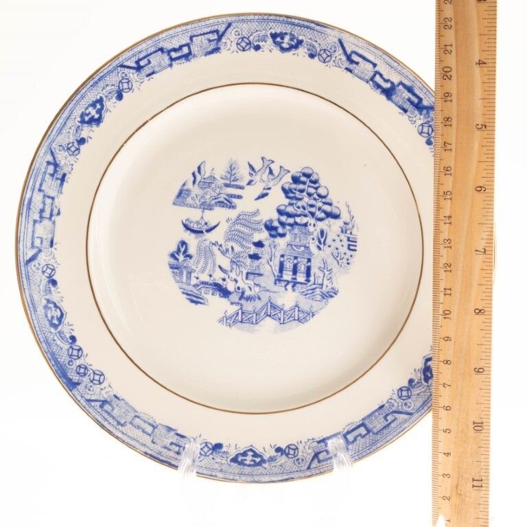 Antique Victorian Blue Willow Porcelain Ceramic Plate Bridgerton Taylor Kent photo for sale