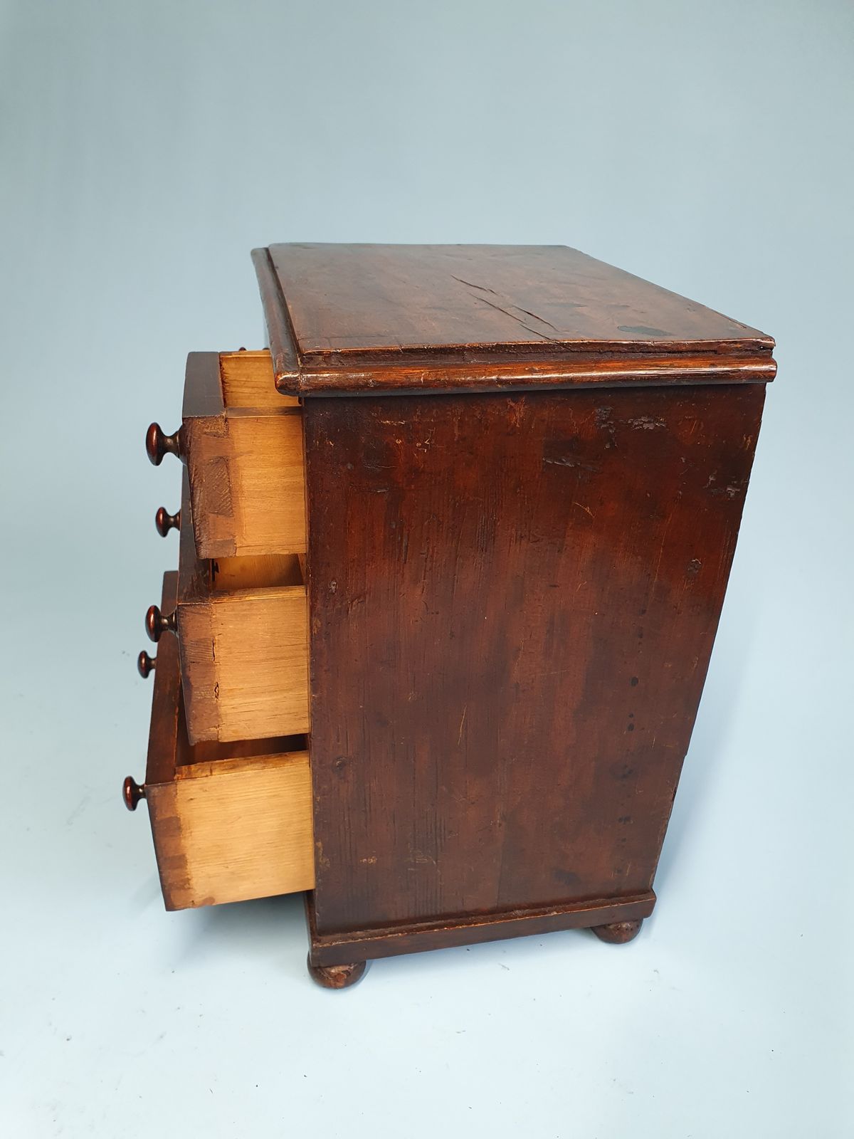 Early 19 Century Miniature Pine Chest Of Drawers photo for sale