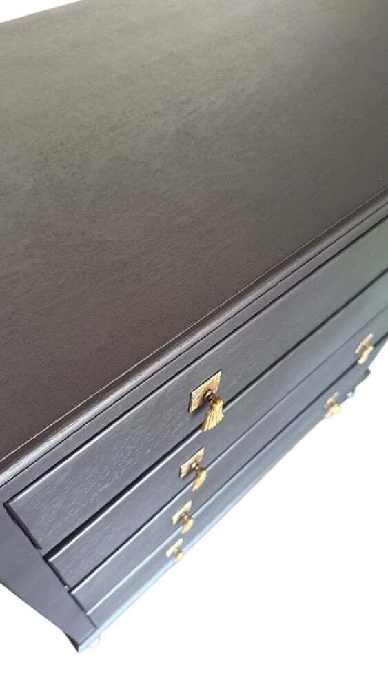 Stunning Black & Gold Oak Chest Of Drawers photo Furniture