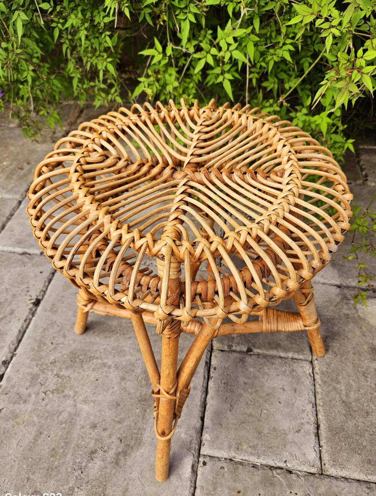 Iconic 1960's Italian Bamboo & Wicker Stool By Franco Albini For Bonacina photo 225.0