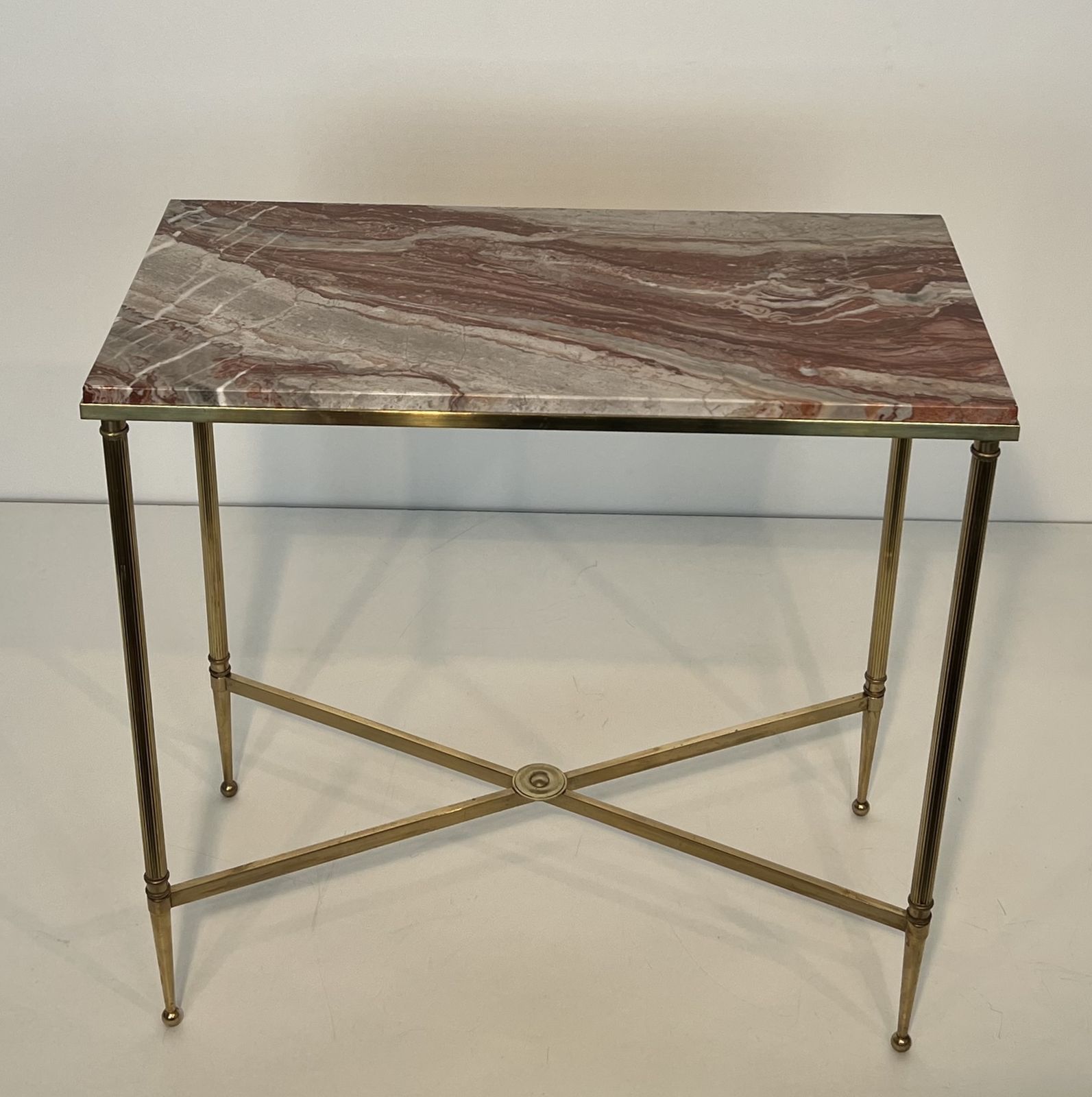Pair Of Neoclassical Style Brass And Marble Top End Tables From Maison Jansen photo Furniture