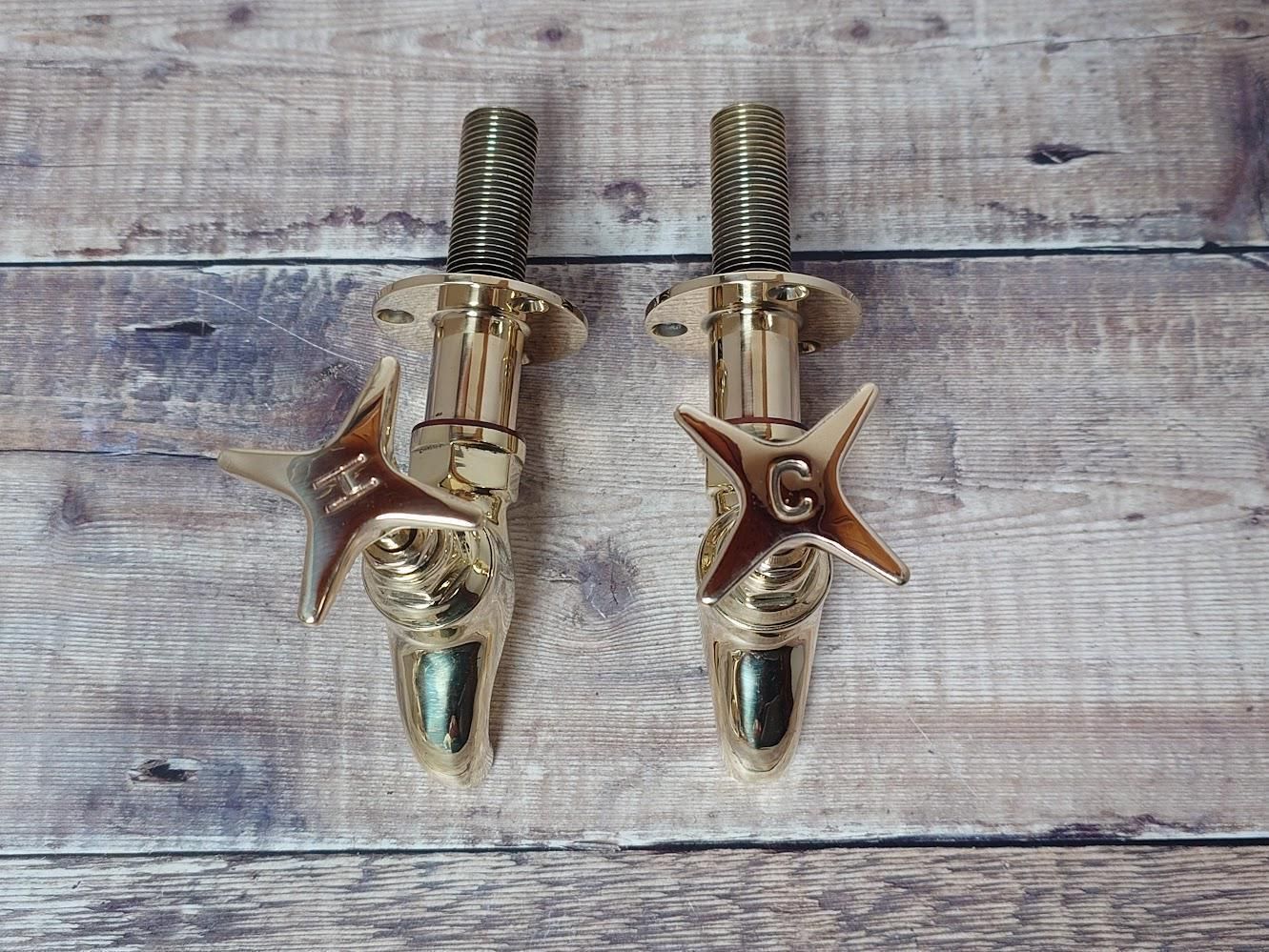 Antique Wall Mounted Brass Bib Taps, Vintage Brass Bib Taps, Ready To Fit Brass Taps, Wall Mounted Faucets photo buy