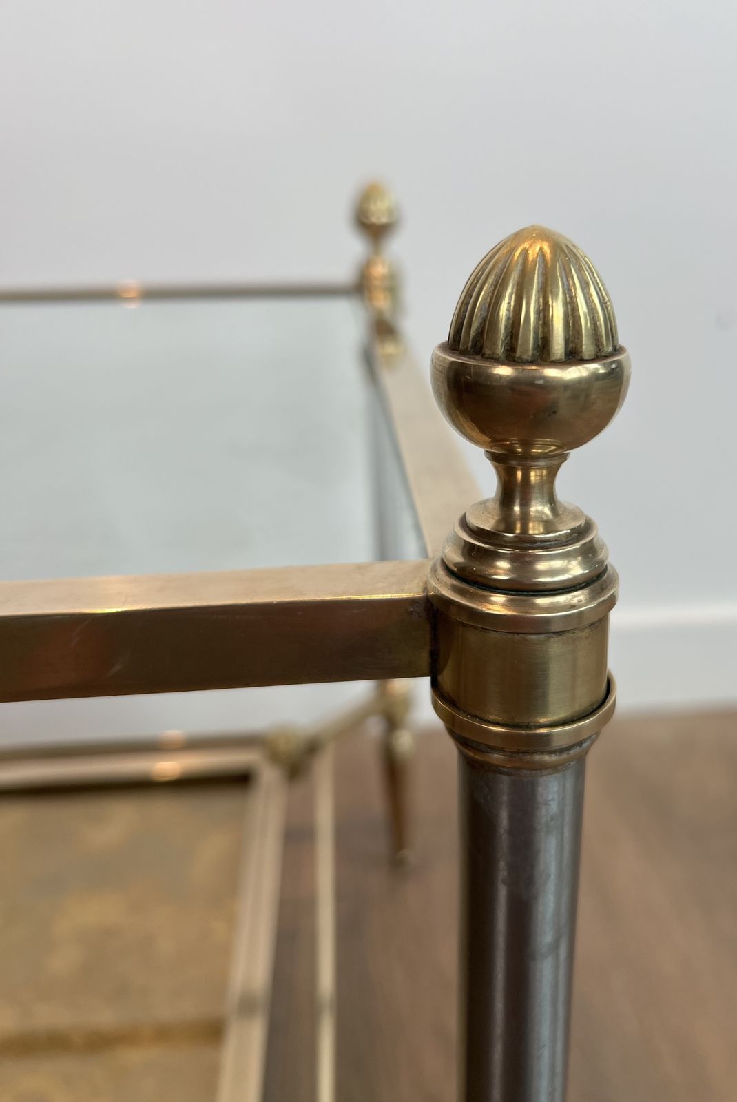 photo furniture Pair Of Neoclassical Style Steel And Brass Side Tables From Maison Jansen