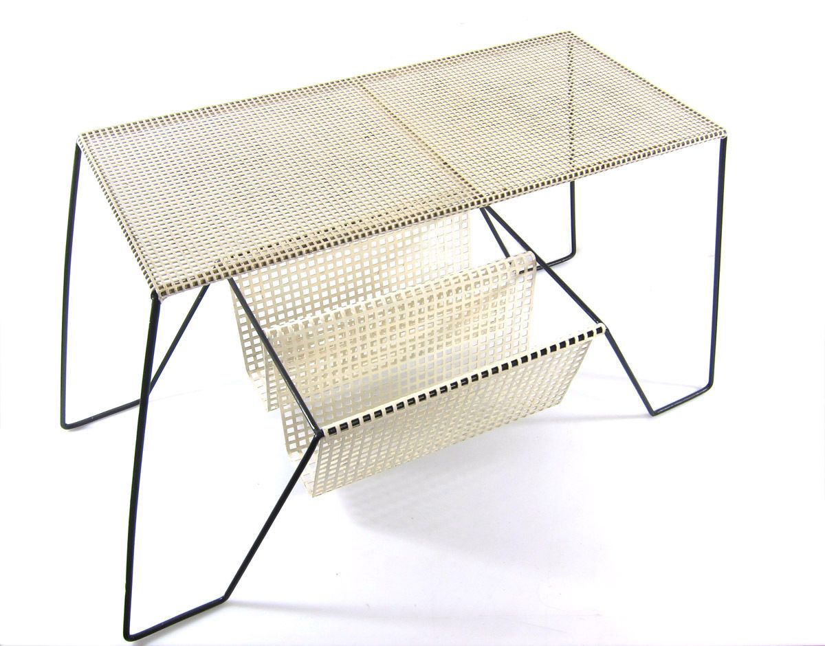Large Mathieu Mategot Style White And Black Table Vintage Mid Century