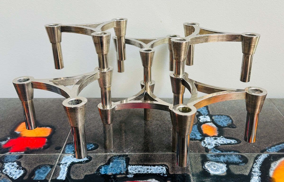 Set Of Six German 1960s 3plus Sinodin Silver Plated Interlocking Candle Holders photo 295.0