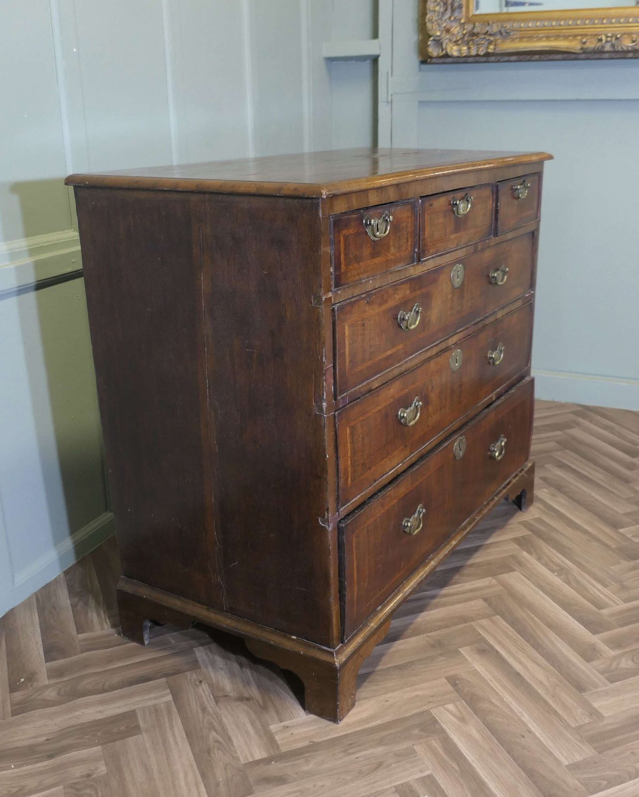 18th Century Inlaid Walnut And Satinwood Chest Of Drawers photo for sale
