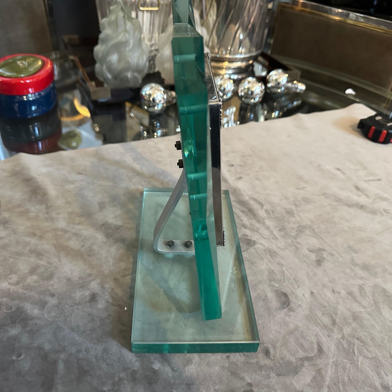 1290.0 1950s Fontana Arte Style Mid Century Modern Verde Nilo Glass Picture Frame photo