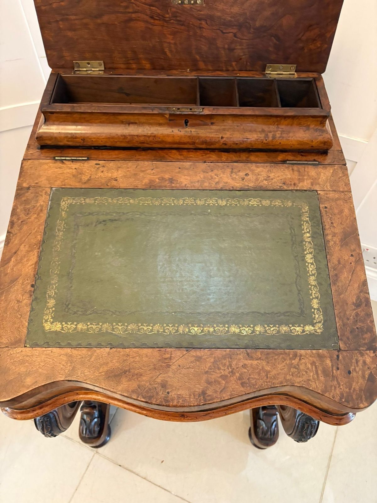photo for sale Antique 19th Century Quality Burr Walnut Freestanding Davenport