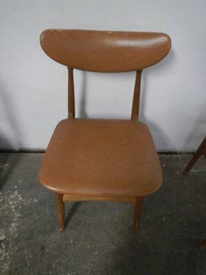 Set Of Chairs In Beech And Imitation Leather, 1950 photo 335.0
