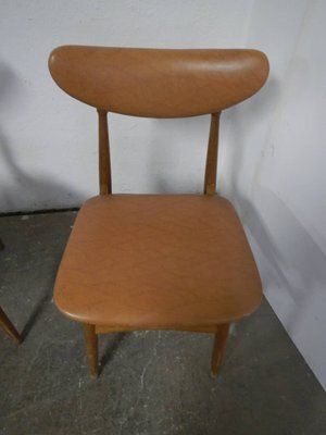 Set Of Chairs In Beech And Imitation Leather, 1950 photo vinterior