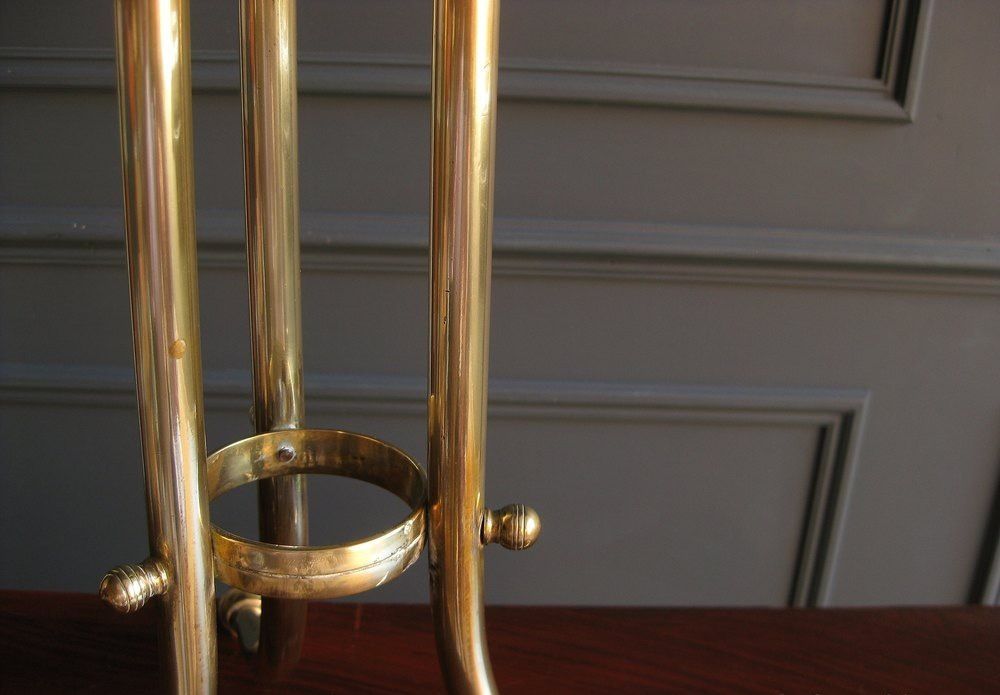 Revolving Oak And Brass Magazine Rack photo Home Decor