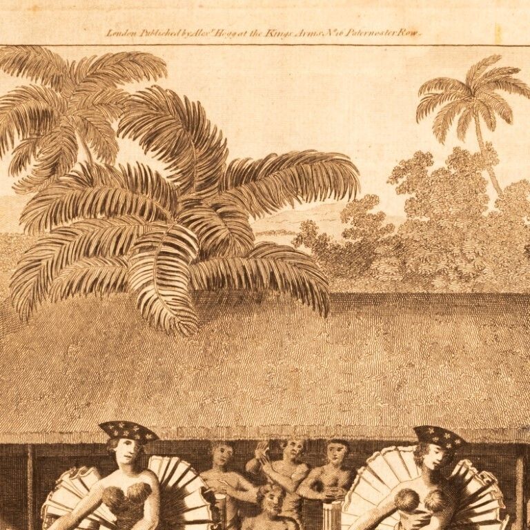 Representation Of A Dance In Otaheite Antique 18th Century Engraving photo furniture
