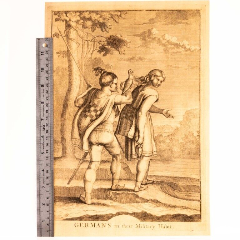 Germans In Their Military Habit Antique 18th Century Engraving photo for sale