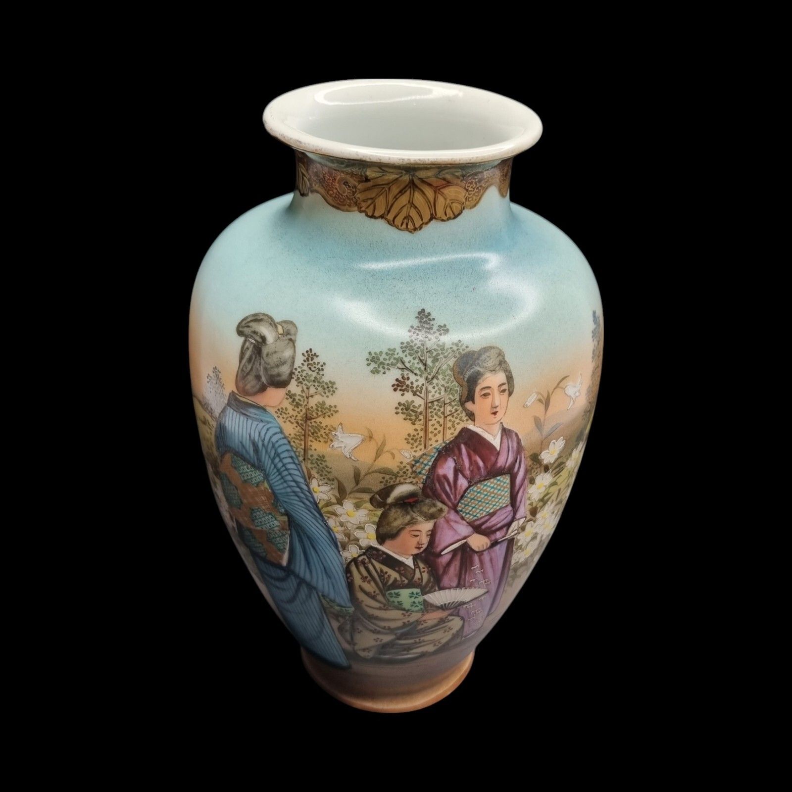 Japanese Satsuma Vase Porcelain Yuyaku 19th Century Hand Painted Geisha Meiji photo furniture