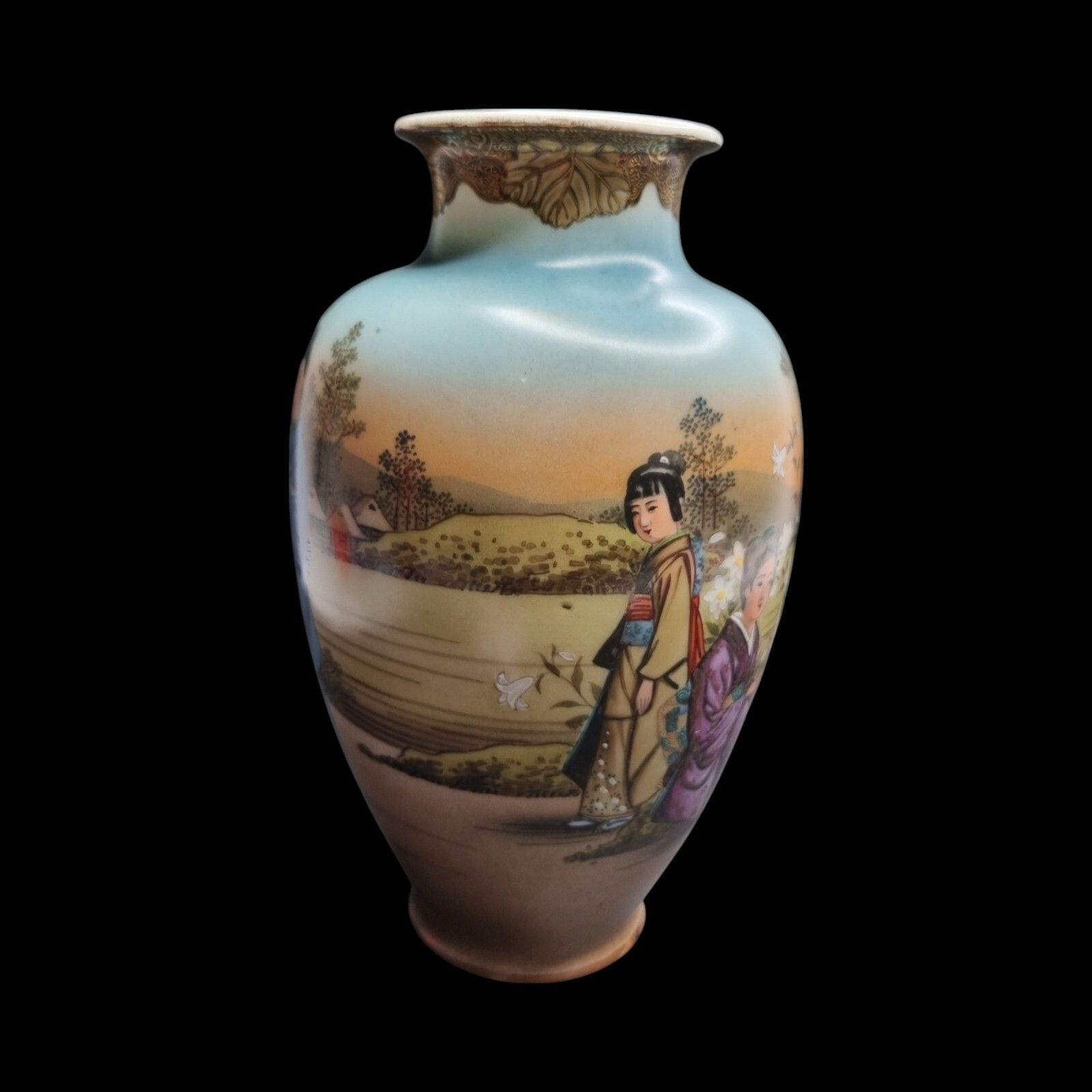 photo for sale Japanese Satsuma Vase Porcelain Yuyaku 19th Century Hand Painted Geisha Meiji