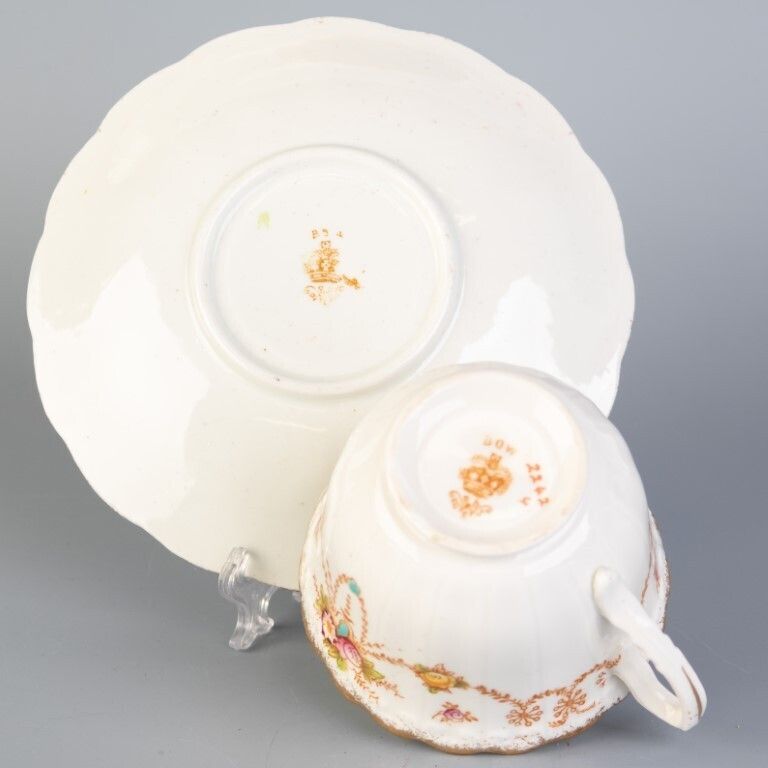 Antique Art Nouveau Bow Porcelain Ceramic Teacup & Saucer photo furniture